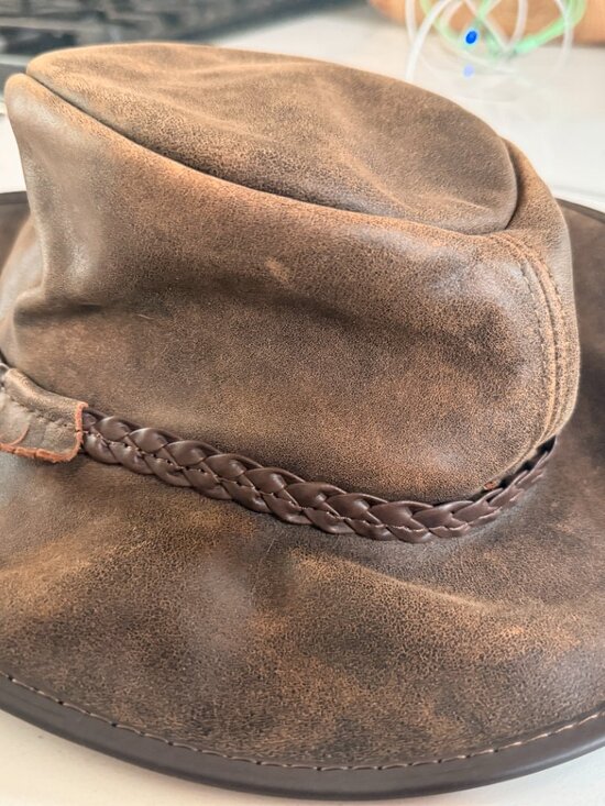 American Hat Makers Copper Captain Outback Leather Hat | New Condition | L main image 5
